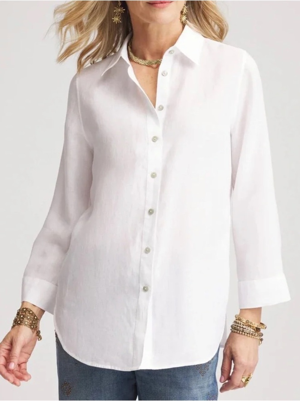 Chico's White 100% linen Shirt